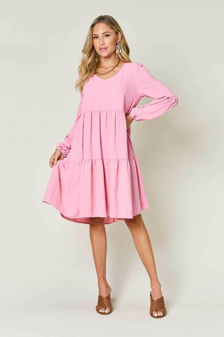 Double Take Tiered Dress with Pockets - Full Size - The Rogue Daisy