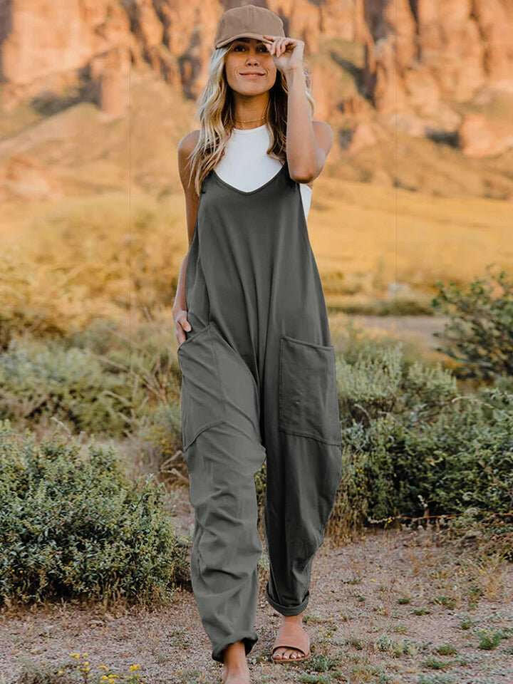 Double Take V - Neck Overalls with Pockets - Full Size - The Rogue Daisy