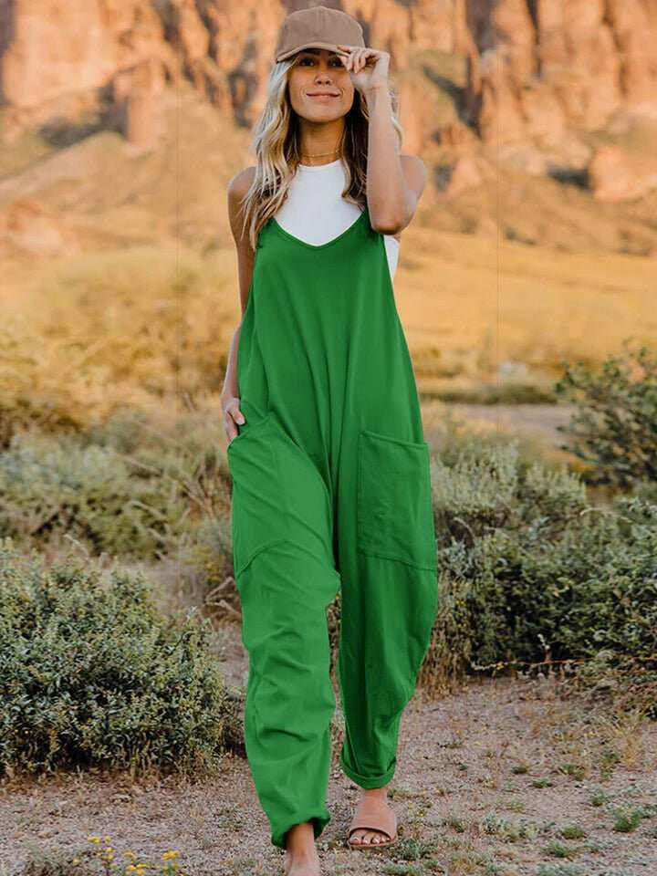 Double Take V - Neck Overalls with Pockets - Full Size - The Rogue Daisy