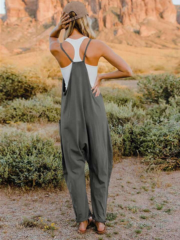 Double Take V - Neck Overalls with Pockets - Full Size - The Rogue Daisy