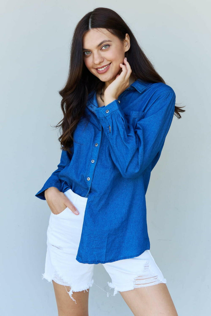 Fashionable Dark Denim Top