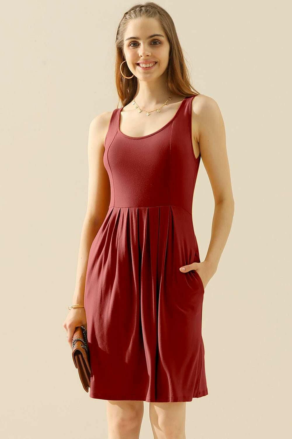 Doublju Ruched Tank Dress - Full Size - The Rogue Daisy