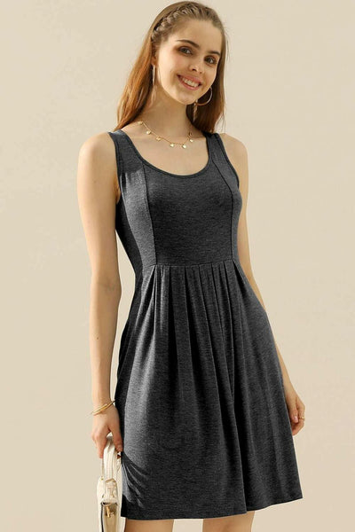 Doublju Ruched Tank Dress - Full Size - The Rogue Daisy