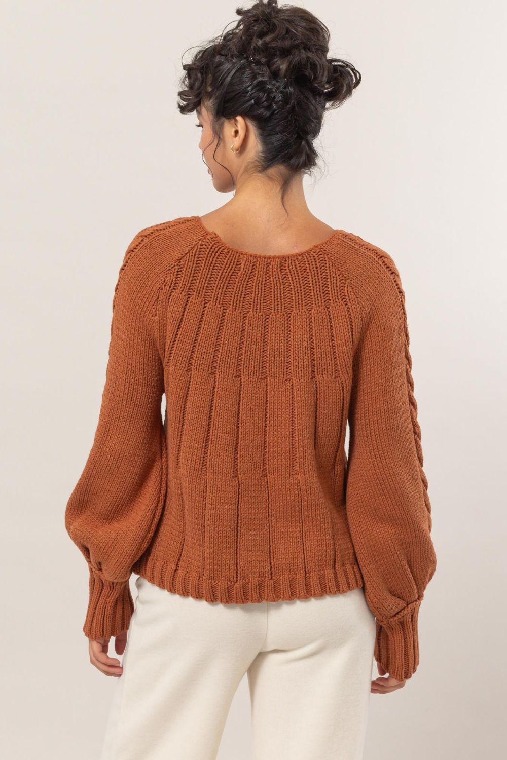 Cable-Knit Raglan Sweater