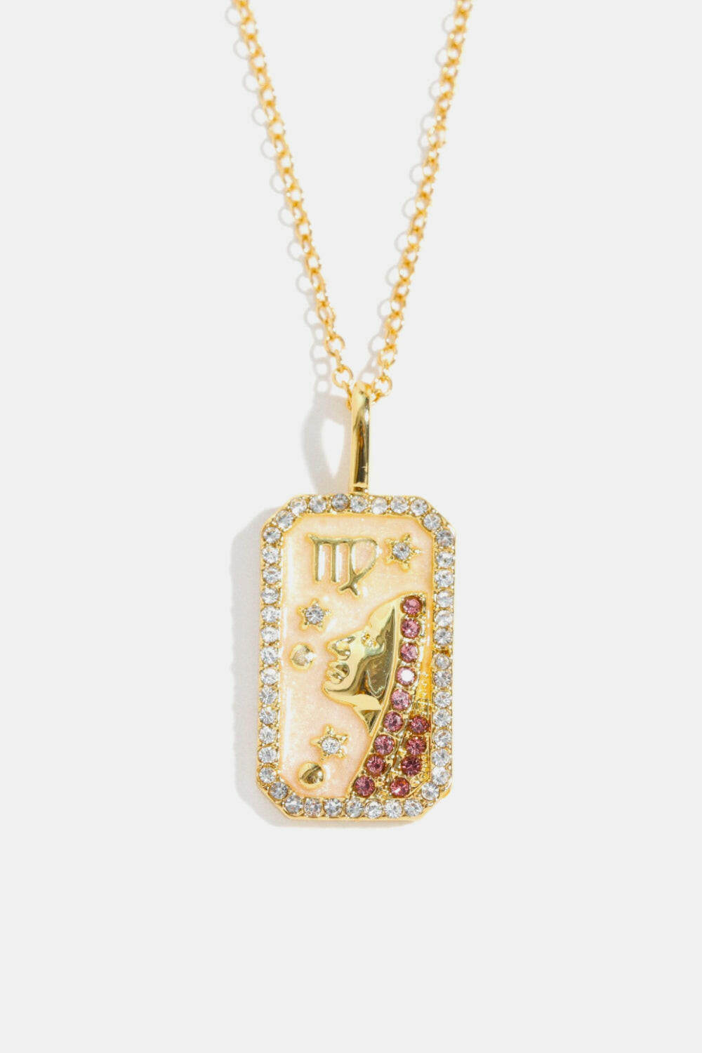 Zodiac Rhinestone Pendant Necklace.