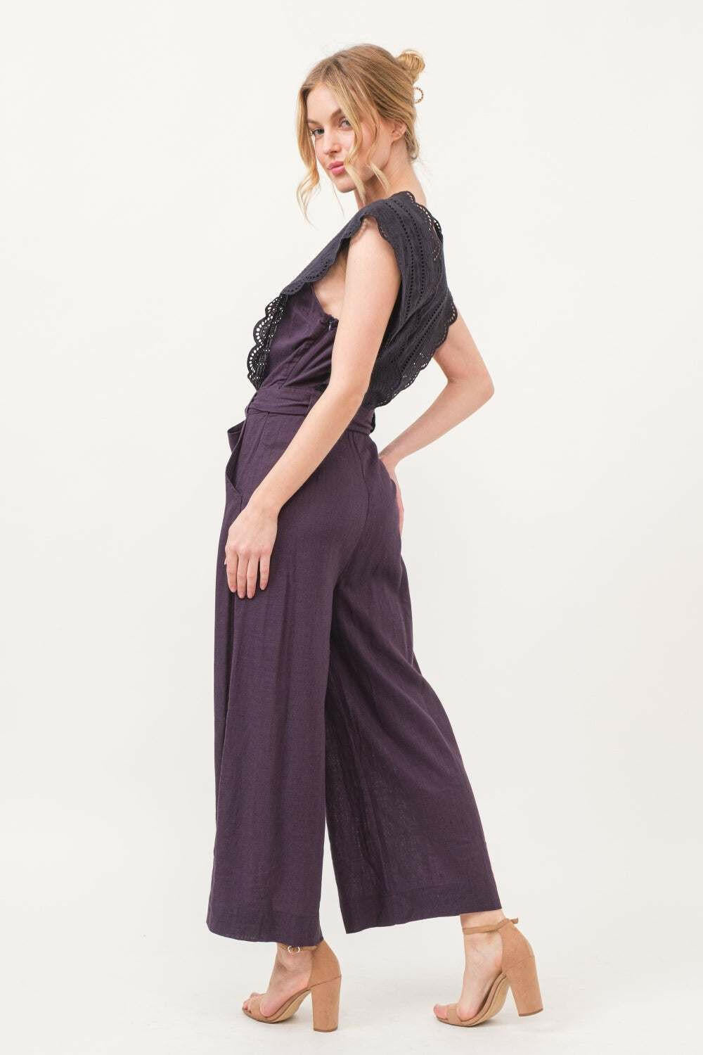 Plum Elegance Lace Jumpsuit - The Rogue Daisy