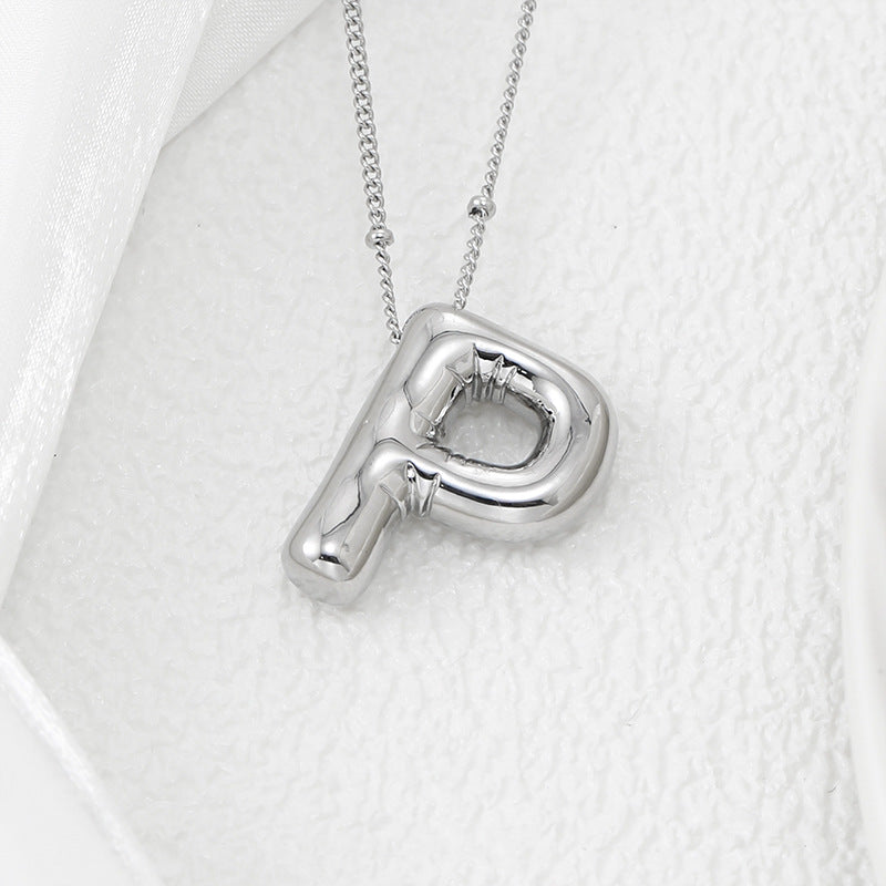 Bubble Letter Pendant Necklace M-Z