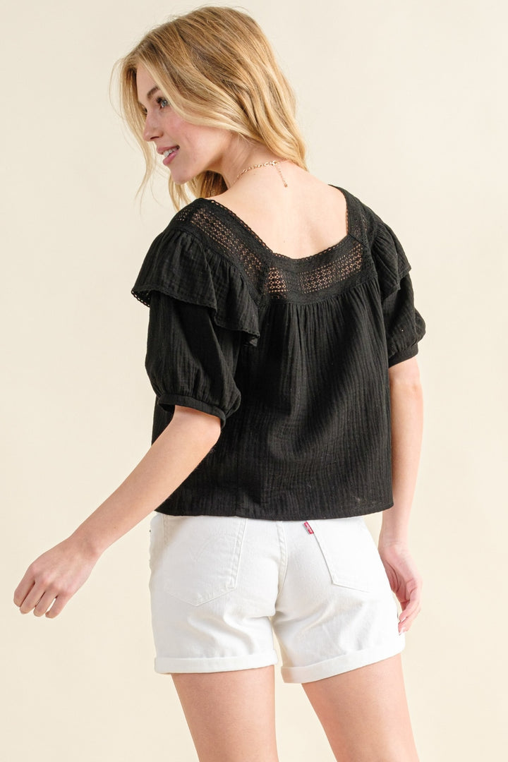 Square Neck Ruffled Blouse