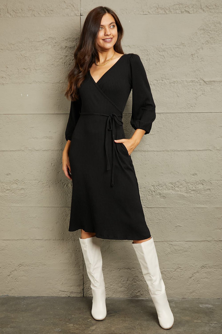 Surplice Flare Ruching Dress