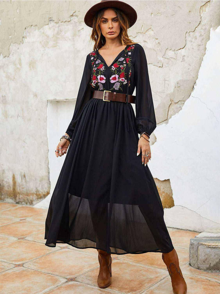 Noir Embroidered Maxi Dress - The Rogue Daisy