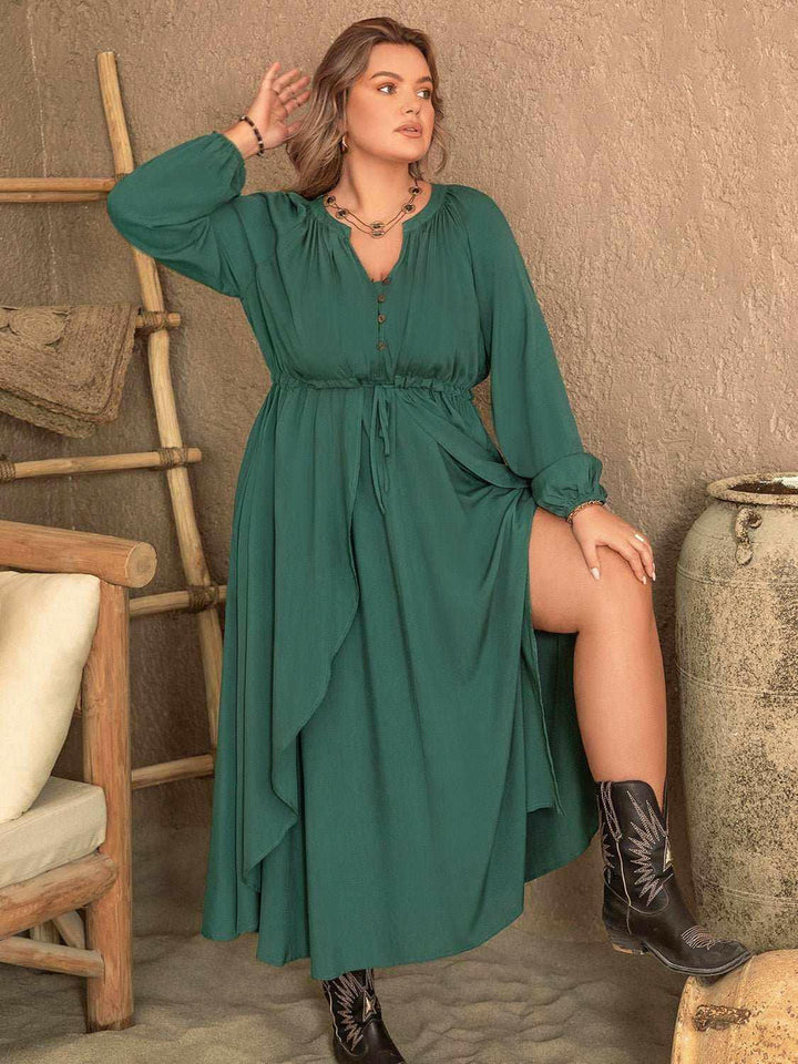 Emerald Grace Long Sleeve Maxi Dress - Plus Size - The Rogue Daisy