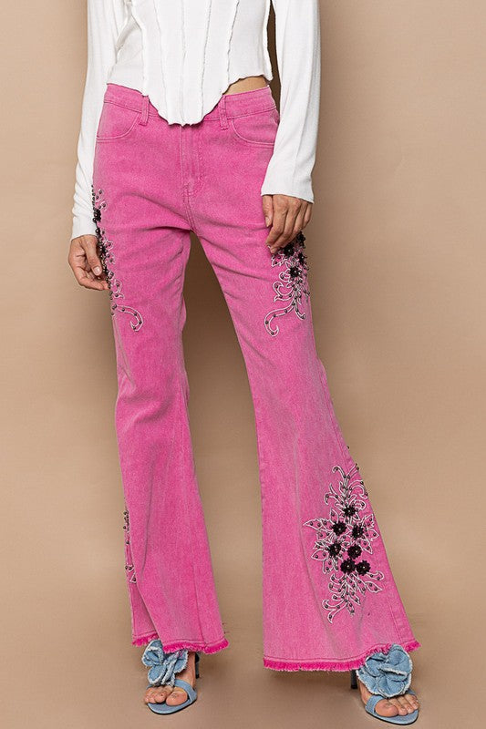 Embroidered Flare Pants