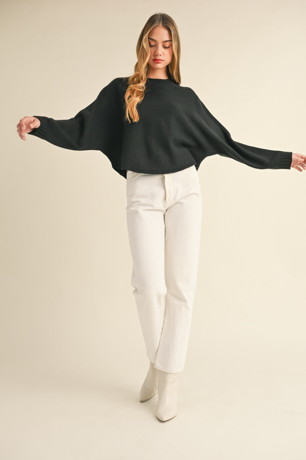 Dolman Sleeve Cropped Sweater