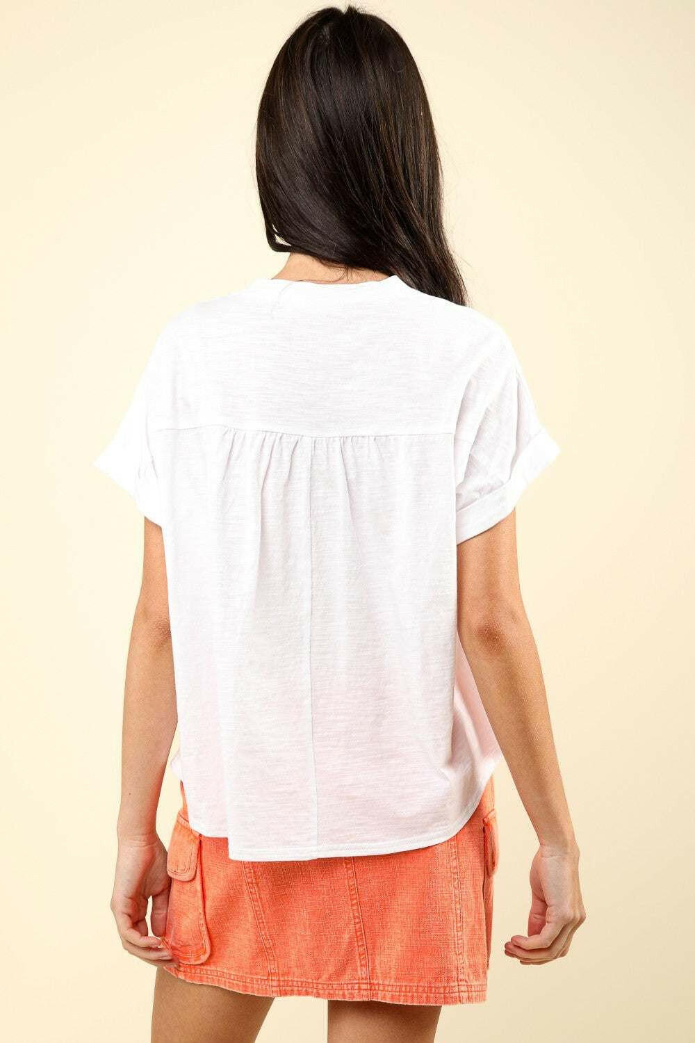 Nochted Short Sleeve Washed V-Neck T-Shirt