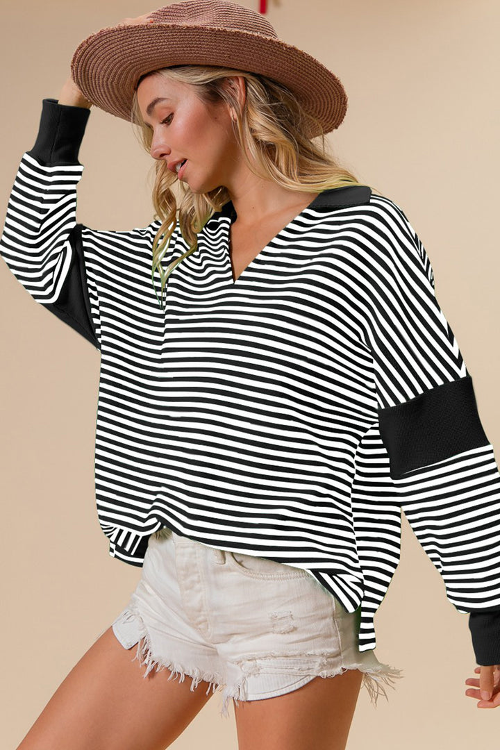 Striped Long Sleeve Knit Top