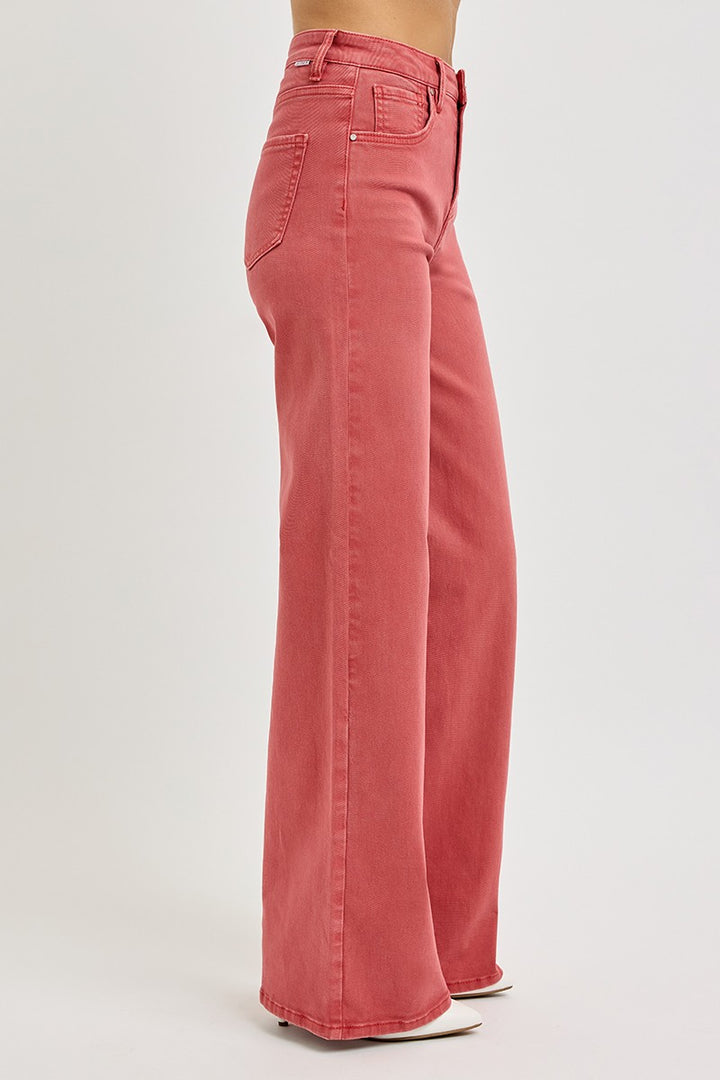 High Rise Wide Leg Jeans in Brick