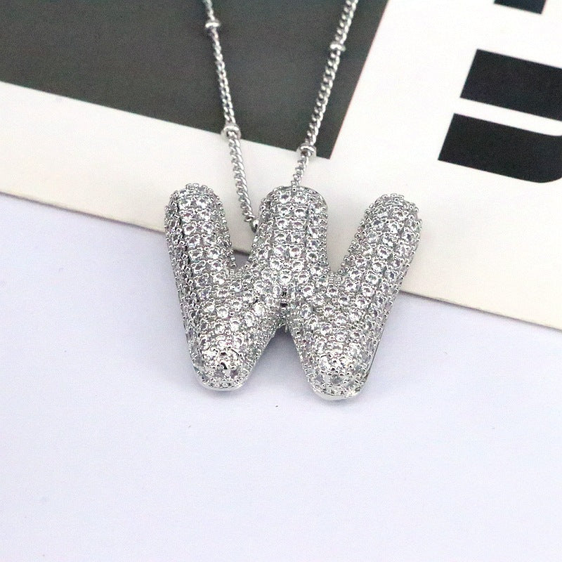 Sparkling Initial Bubble Necklace - M-Z