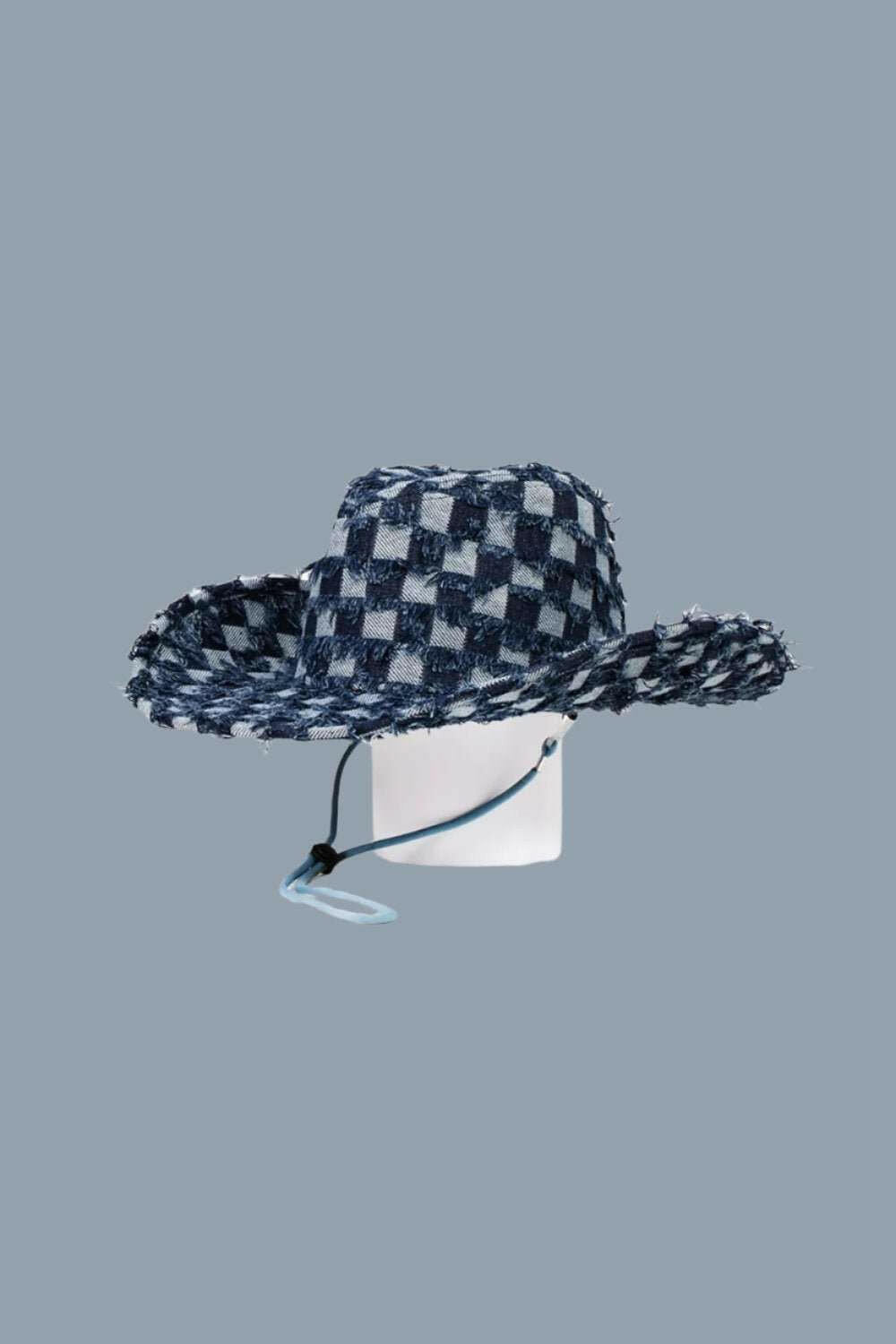 Fame Checkered Fringe Denim Cowboy Hat - The Rogue Daisy