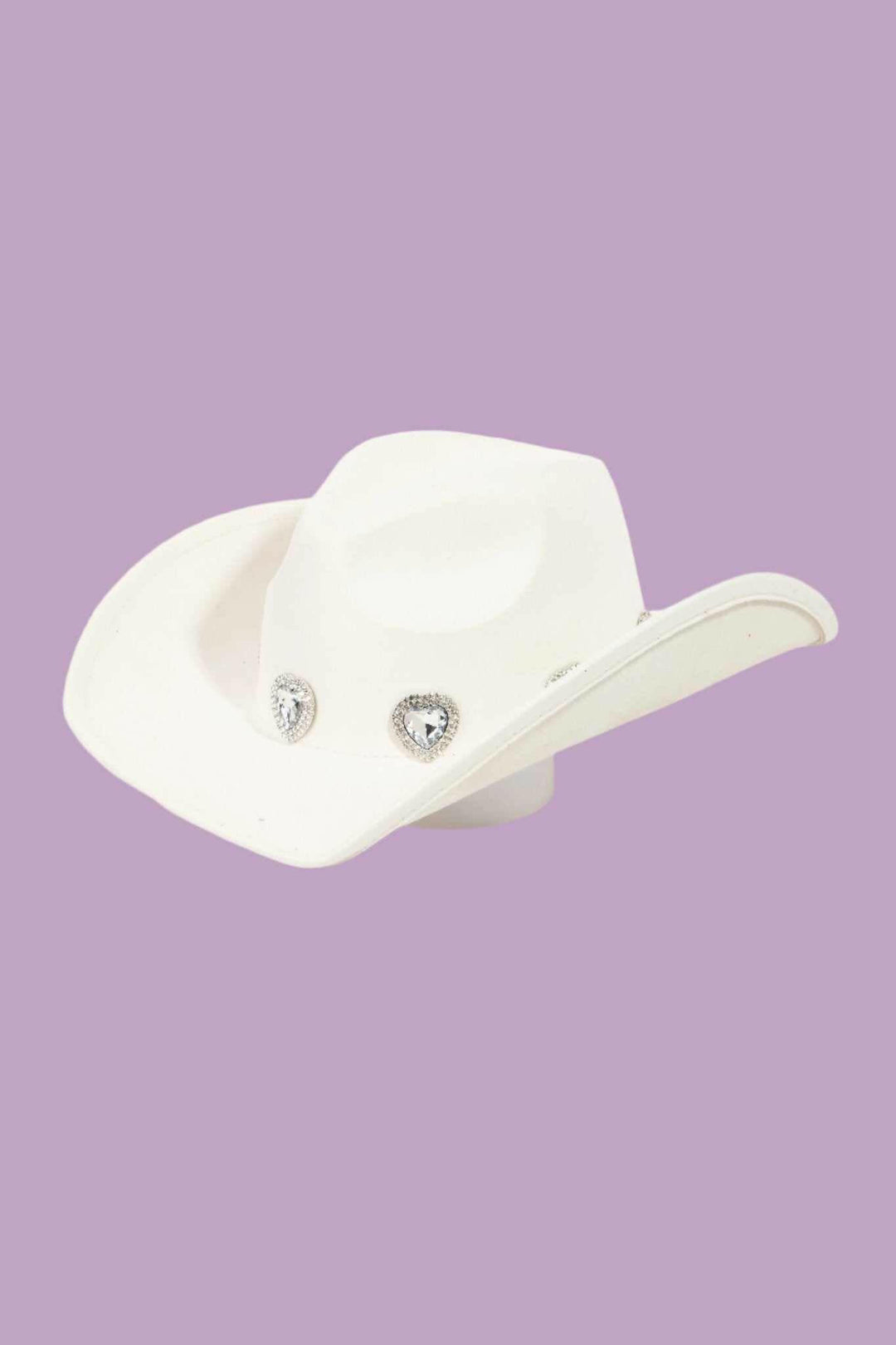 Rhinestone Heart White or Pink Cowboy Hat - The Rogue Daisy