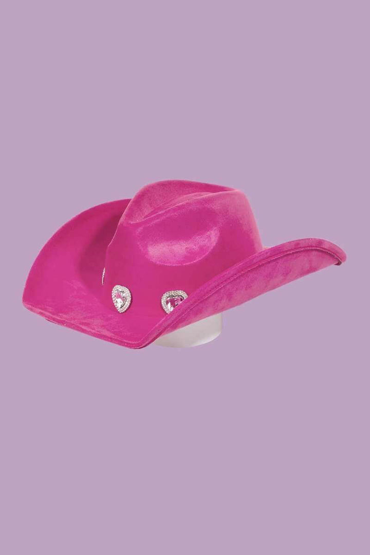 Rhinestone Heart White or Pink Cowboy Hat - The Rogue Daisy