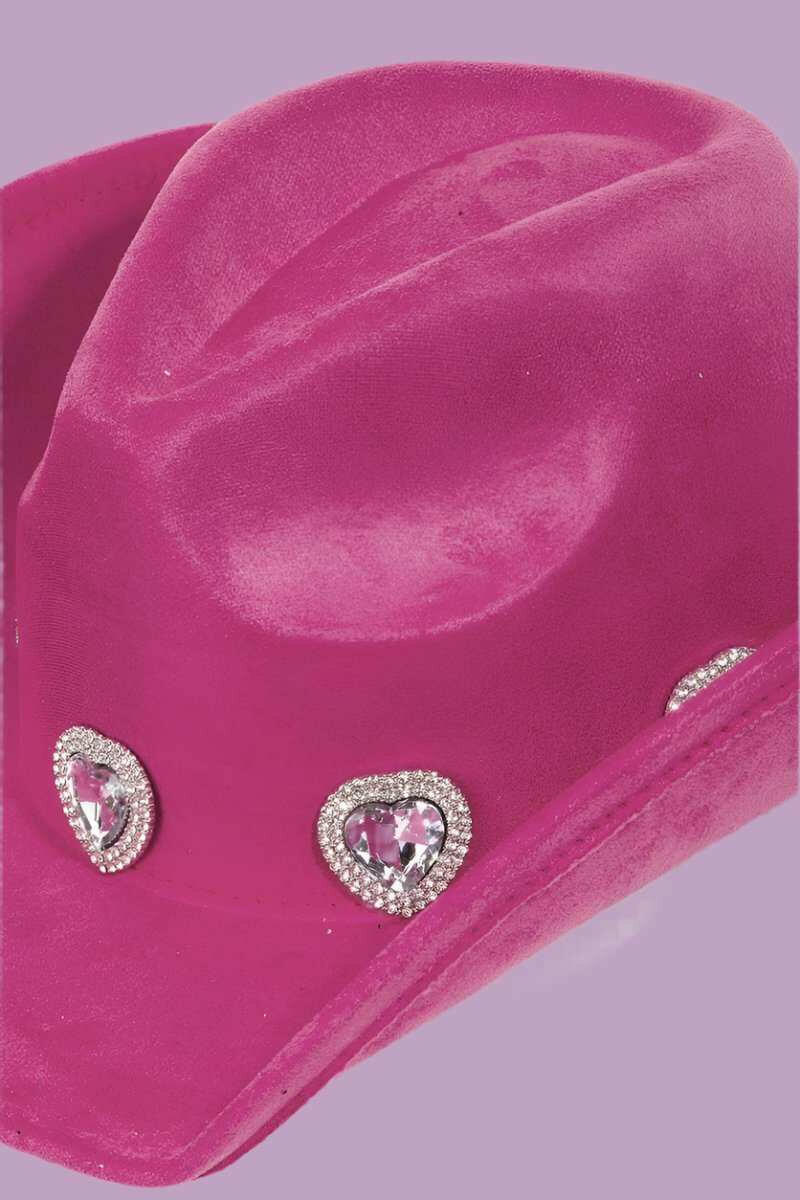 Rhinestone Heart White or Pink Cowboy Hat - The Rogue Daisy