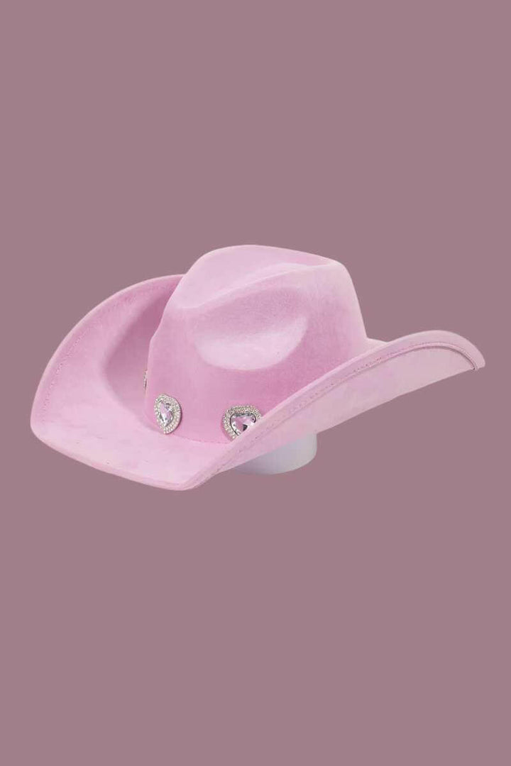 Rhinestone Heart White or Pink Cowboy Hat - The Rogue Daisy