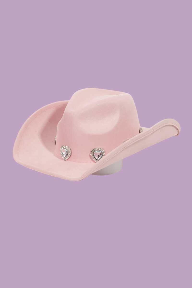 Rhinestone Heart White or Pink Cowboy Hat - The Rogue Daisy