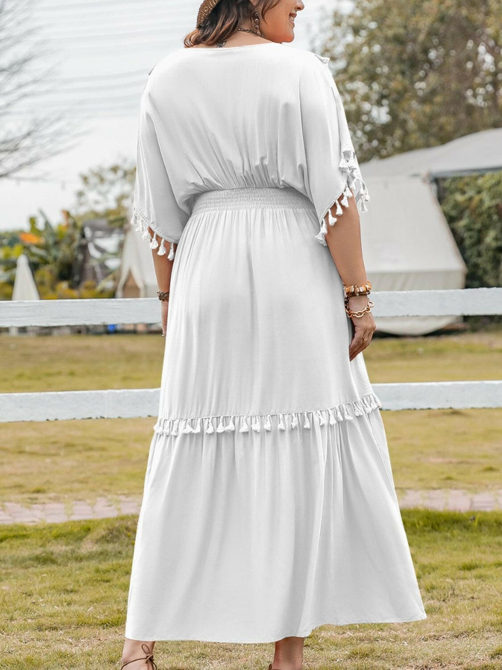 Tassel-Trim Maxi Dress - Plus Size.