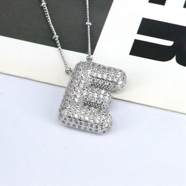 Sparkling Initial Bubble Necklace - A-L