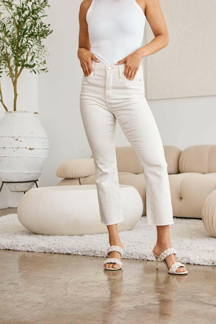 'Mini Mia' High Waist Raw Hem Jeans RMF - The Rogue Daisy