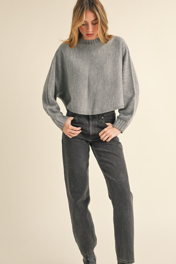 Dolman Sleeve Cropped Sweater