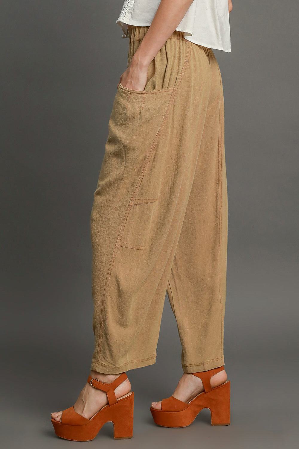 Linen/Cotton Blend Baggy Fit Pants