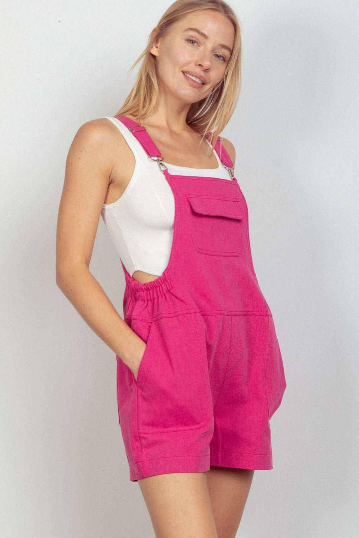 Fuchsia Sunny Stroll Overall Shorts - Very J