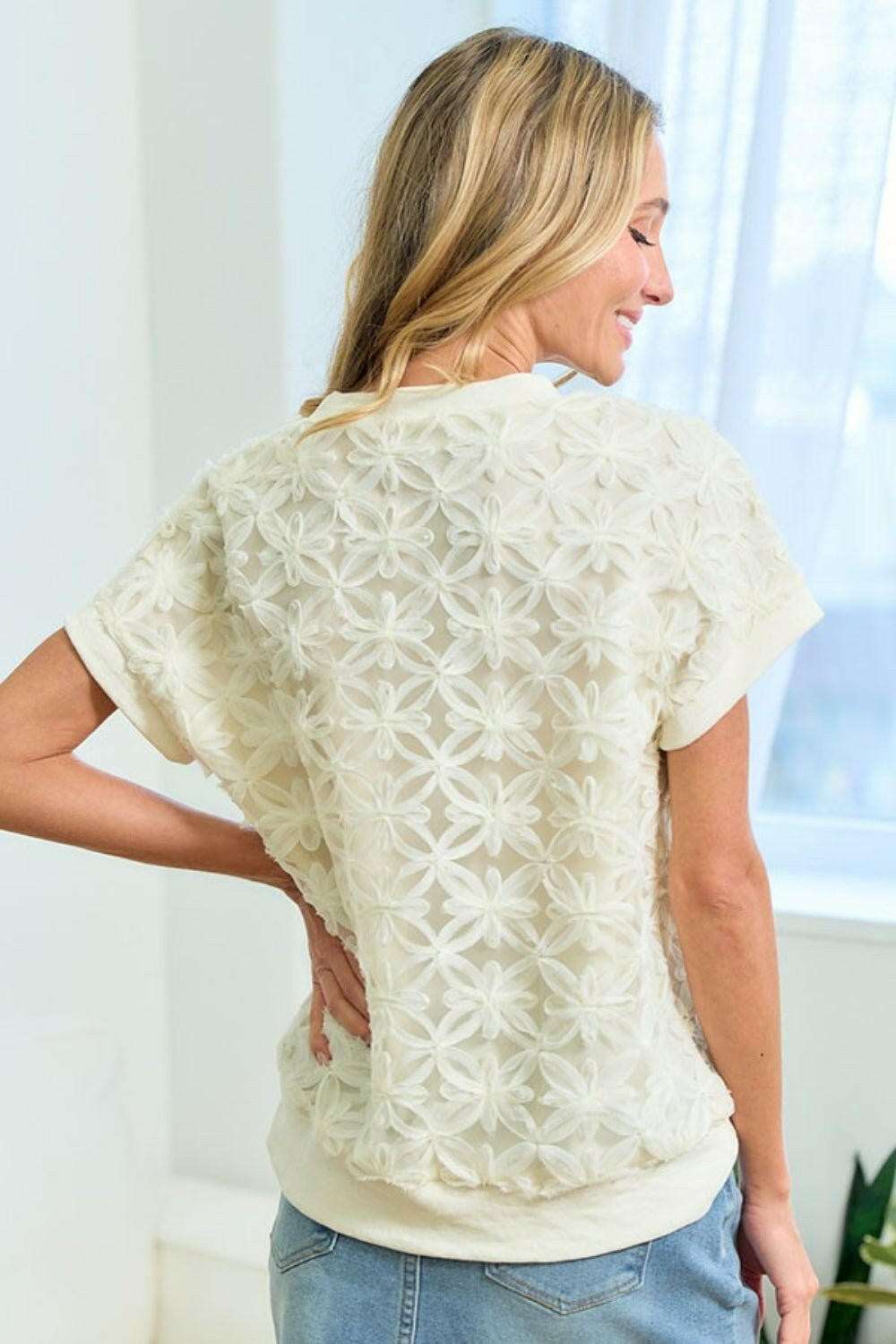 First Love 3D Mesh Flower Short Sleeve Top - The Rogue Daisy