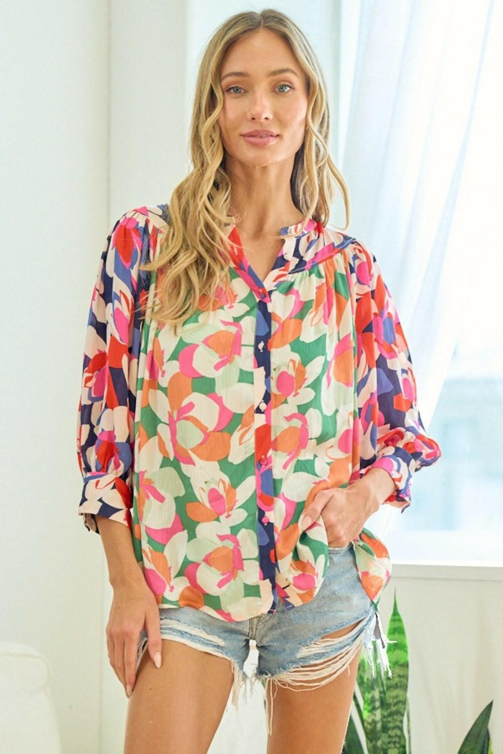 First Love Floral Button Down Satin Shirt - Full Size - The Rogue Daisy