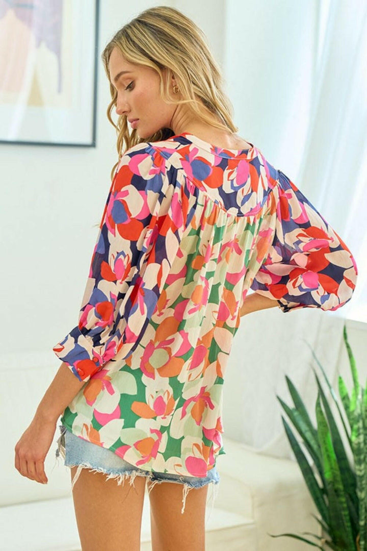 First Love Floral Button Down Satin Shirt - Full Size - The Rogue Daisy