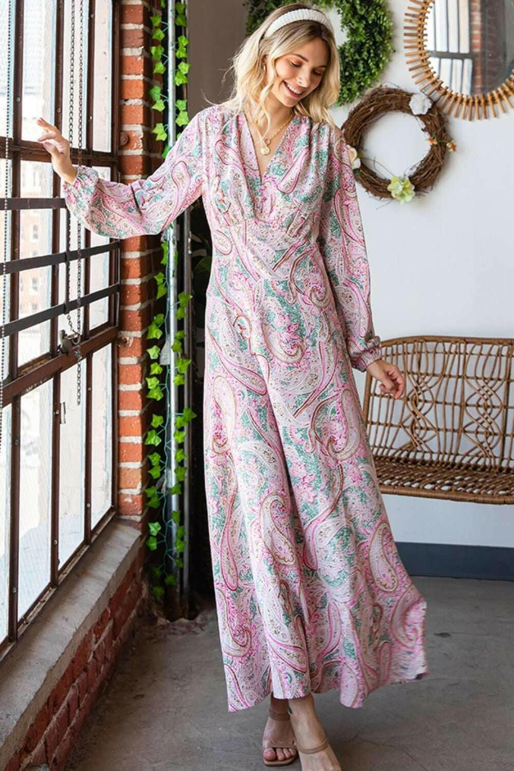 First Love Paisley Print Long Sleeve Maxi Dress - The Rogue Daisy