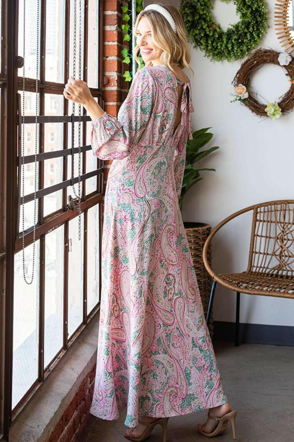 First Love Paisley Print Long Sleeve Maxi Dress - The Rogue Daisy