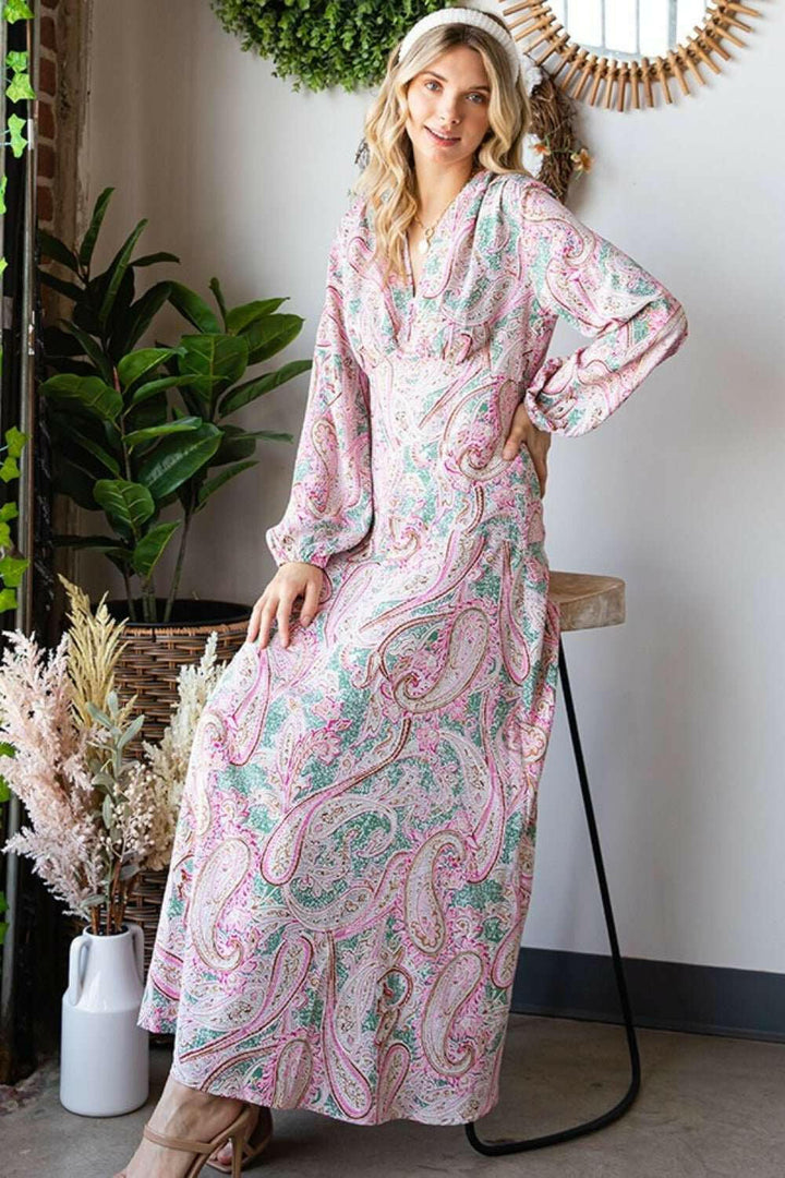 First Love Paisley Print Long Sleeve Maxi Dress - The Rogue Daisy