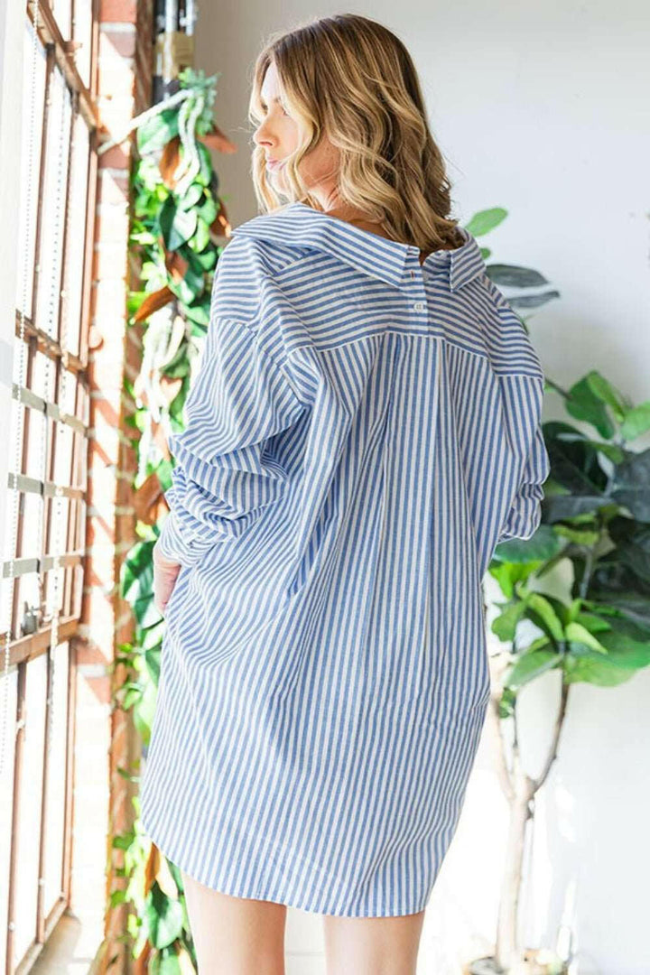 First Love Striped Button Down High - Low Hem Shirt - The Rogue Daisy