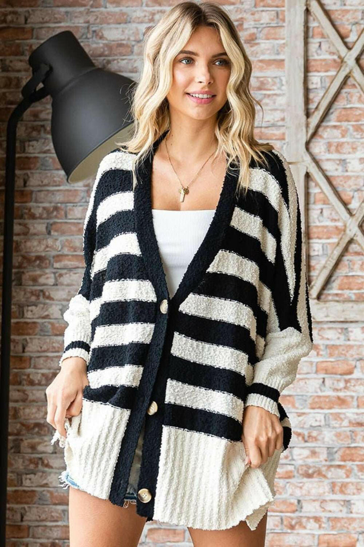 First Love Textured Striped Button Down Cardigan - The Rogue Daisy