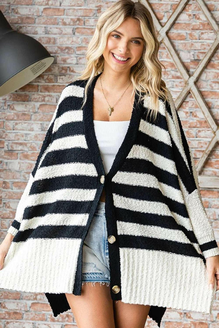 First Love Textured Striped Button Down Cardigan - The Rogue Daisy