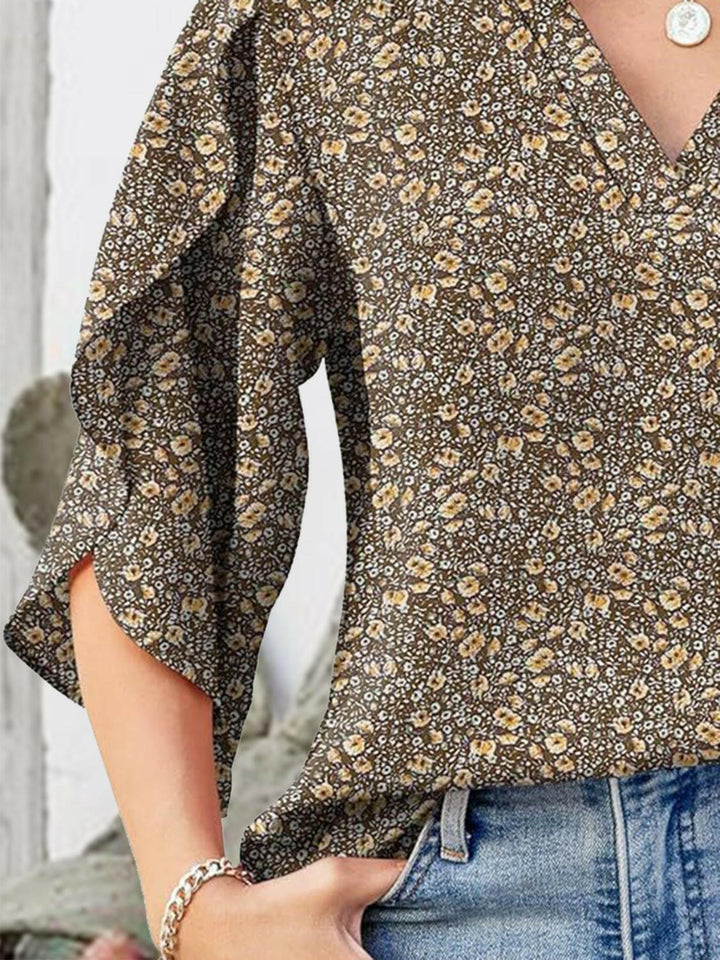 Floral Print Petal Sleeve Blouse - The Rogue Daisy