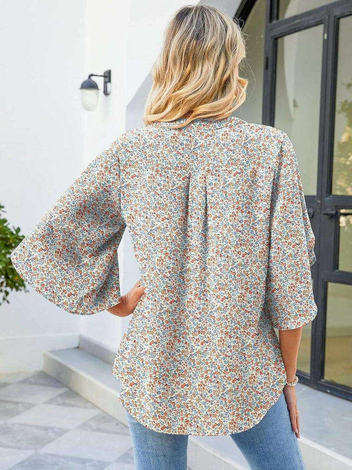 Floral Print Petal Sleeve Blouse - The Rogue Daisy