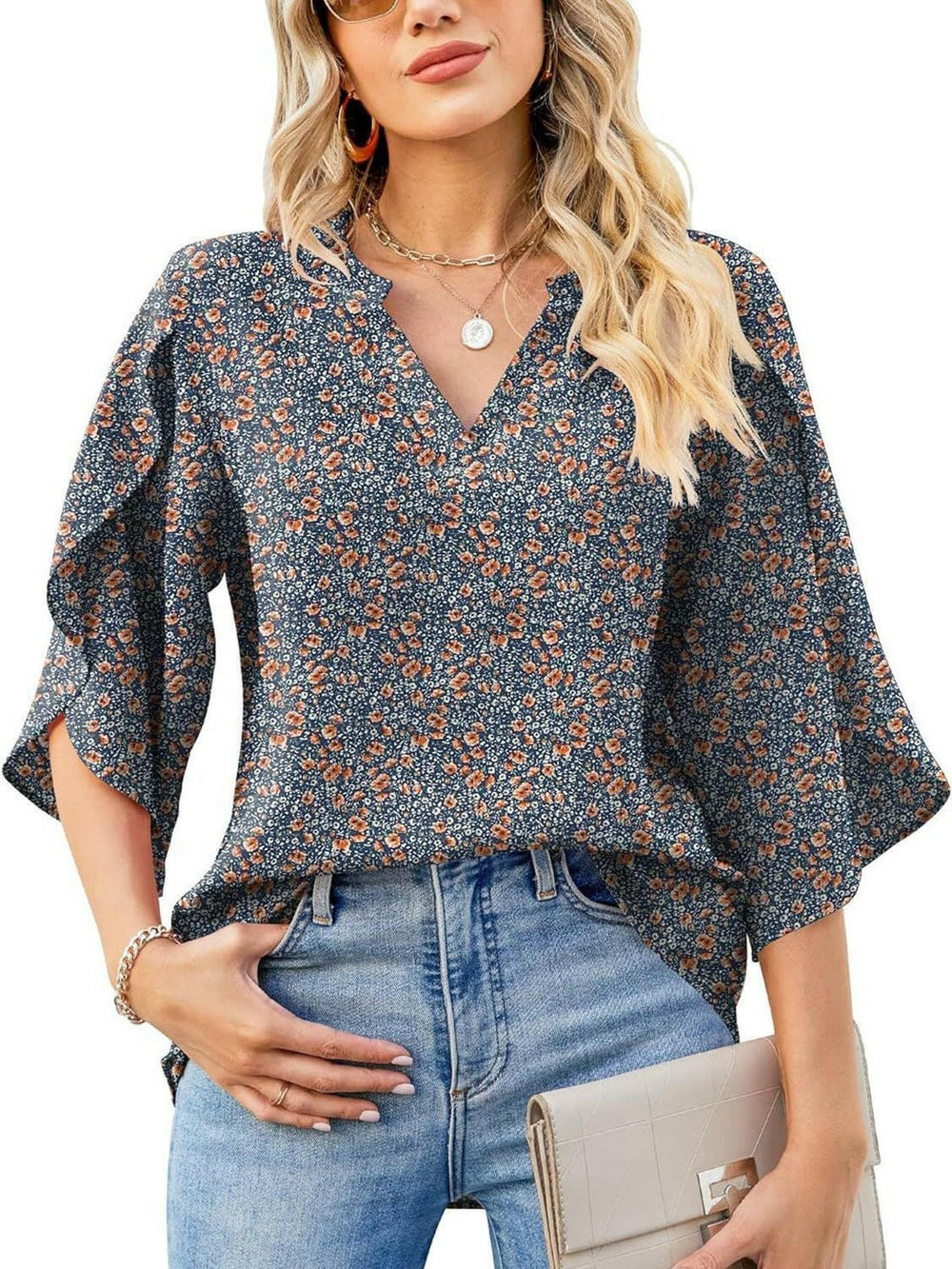 Floral Print Petal Sleeve Blouse - The Rogue Daisy