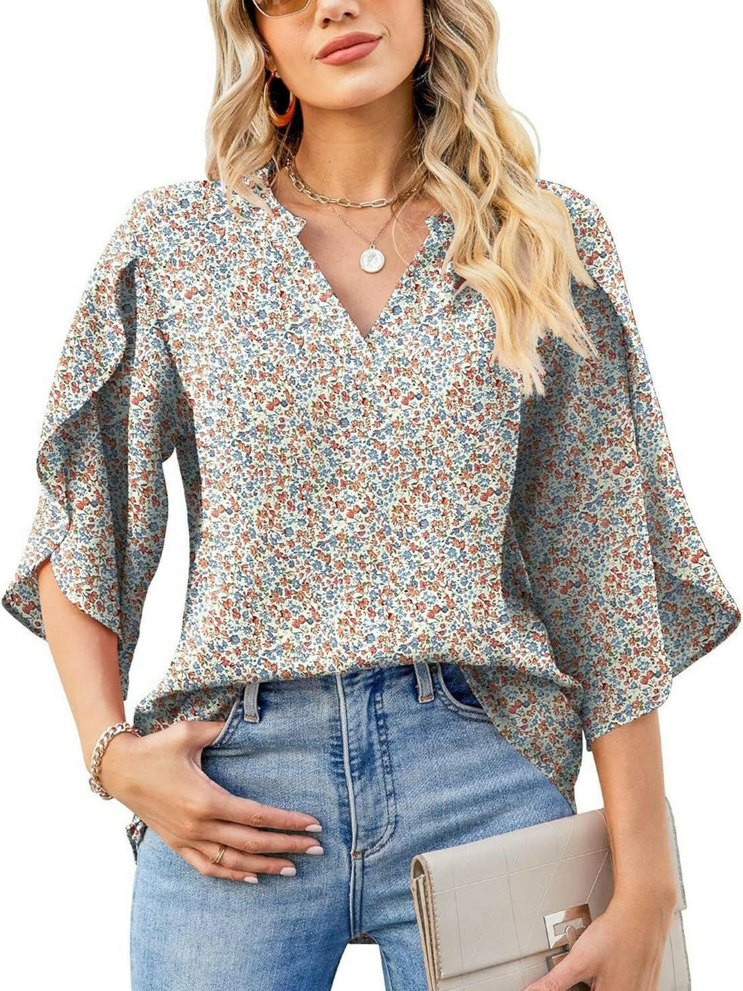 Floral Print Petal Sleeve Blouse - The Rogue Daisy