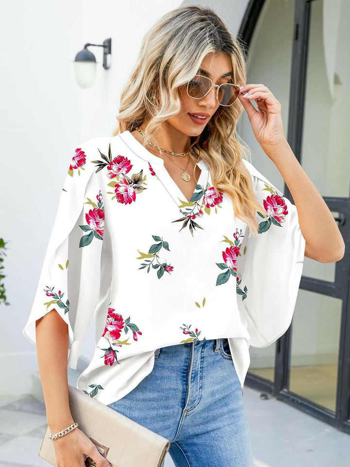 Floral Print Petal Sleeve Blouse - The Rogue Daisy