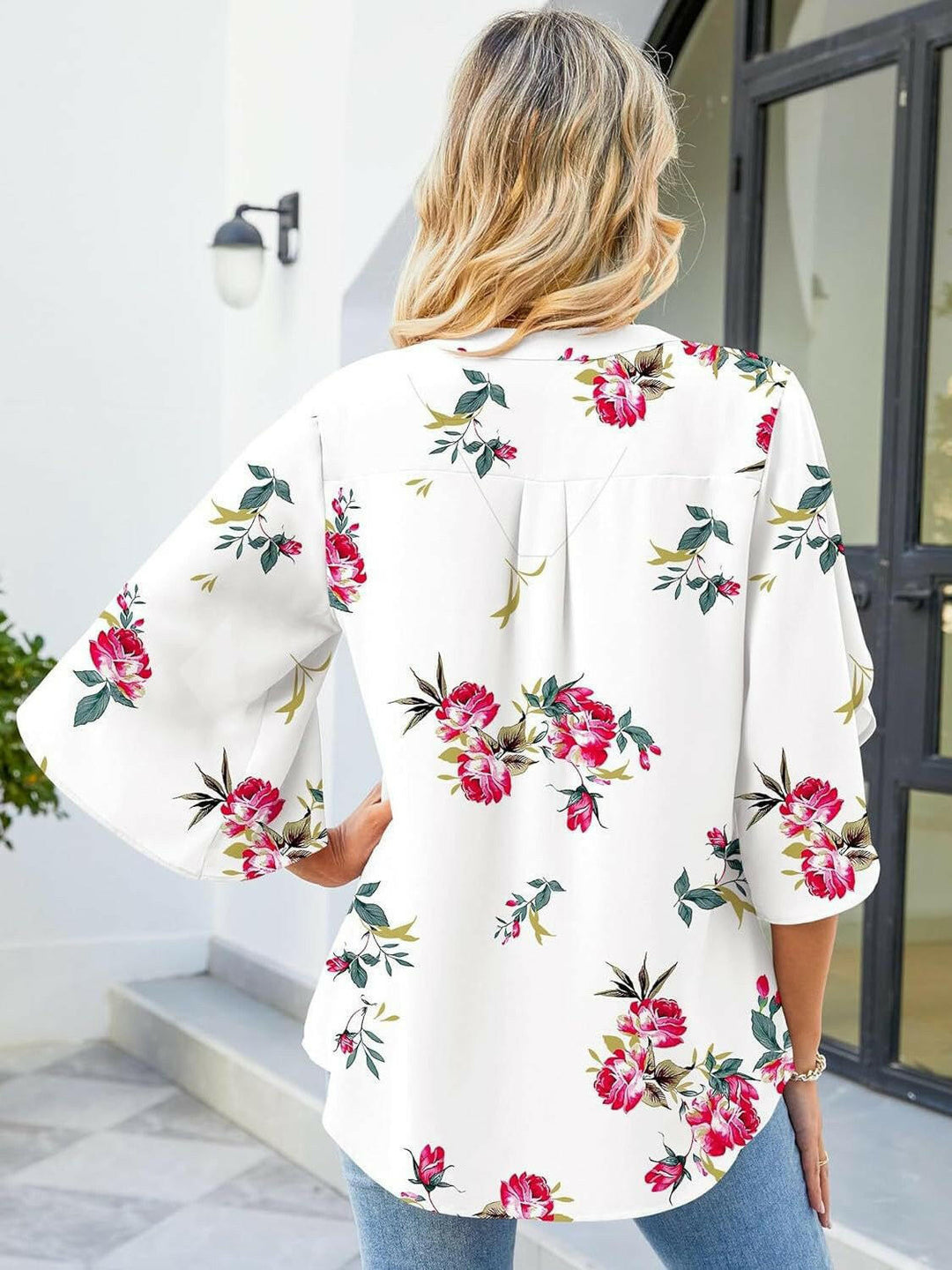 Floral Print Petal Sleeve Blouse - The Rogue Daisy