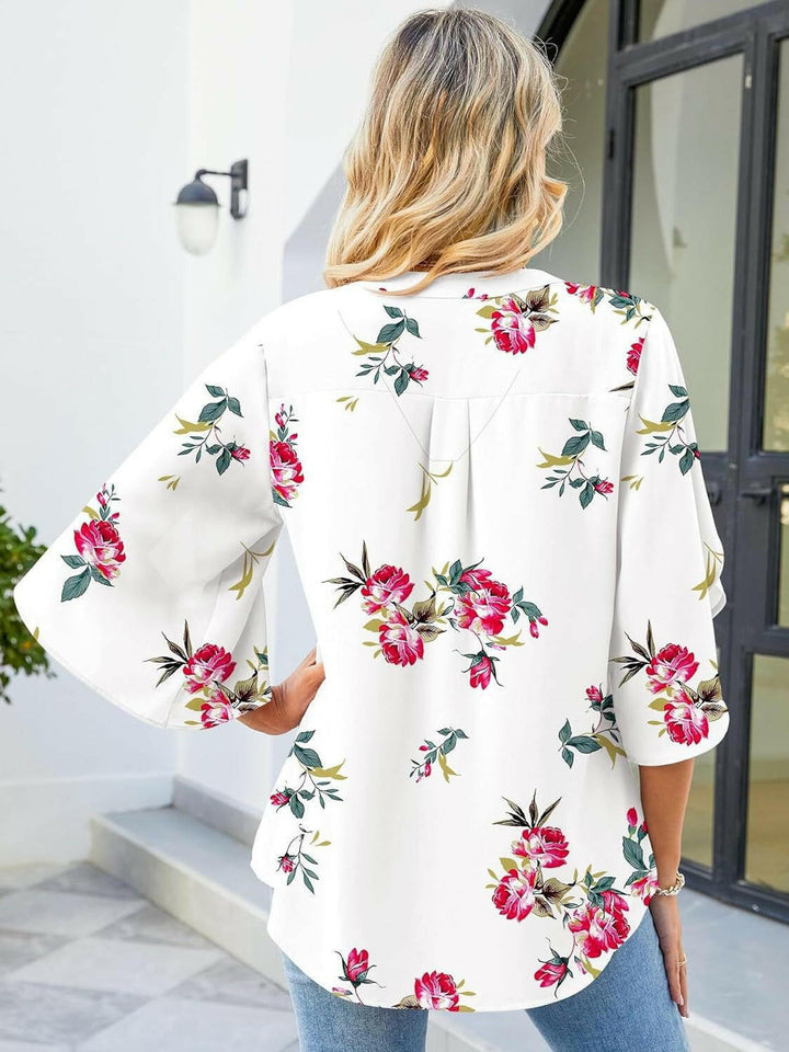 Floral Print Petal Sleeve Blouse - The Rogue Daisy