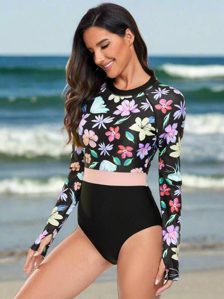 Flower Long Sleeve Swimsuit - The Rogue Daisy